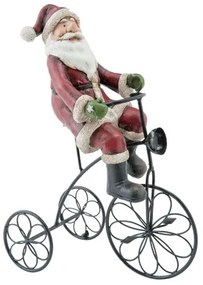 Bicikliző mikulás karácsonyi dekorfigura 21x8x21cm