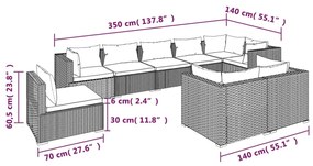 9 részes barna polyrattan kerti ülőgarnitúra párnákkal