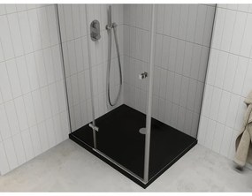 Mexen Roma, zuhanykabin csuklós ajtóval 80 (ajtó) x 100 (fal) cm, 6mm átlátszó üveg, króm profil + vékony zuhanytálca fekete + króm szifon, 854-080-1…