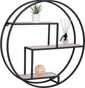 Fekete-natúr színű többszintes paulownia fali polc 62 cm Rotterdam – House Nordic