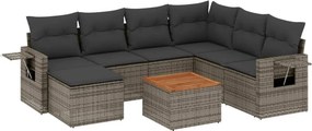 vidaXL 8 részes szürke polyrattan kerti ülőgarnitúra párnákkal