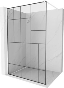 Mexen Kioto, Walk-In zuhany paraván 70 x 200 cm, 8mm üveg tiszta / fekete mintás, fehér profil, 800-070-101-20-78