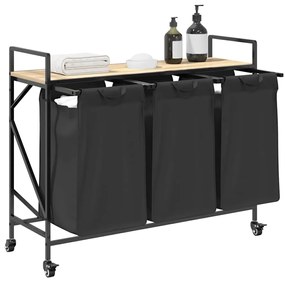 sonoma tölgy mosodai kosár 3 rekeszes kerekekkel