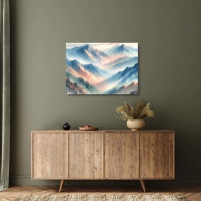 Üveg kép - Akvarell hegyek (70x50 cm)