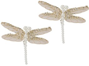 Karácsonyi díszek szett Szitakötő, arany,13x9x1,5cm , klipszel, 2 DB-os szett