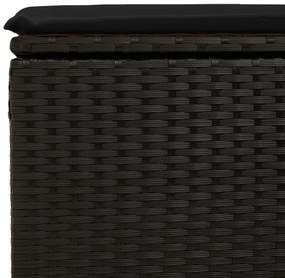 fekete polyrattan kerti szék párnával 55 x 55 x 37 cm