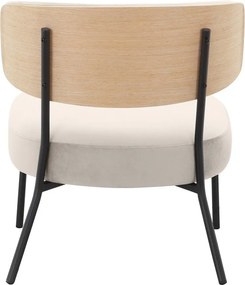 Krémszínű bársony fotel lábtartóval Jerry – Støraa