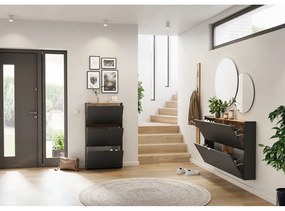 Antracitszürke billenő ajtós cipőtartó 71x127x22 cm Ameca – Germania