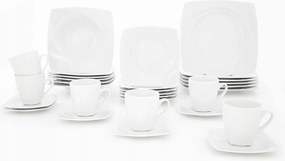 Lubiana Étkező- és Kávéskészlet 6 Személyre, Fehér Tányérszett 30 darabos