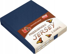 Gumis jersey lepedő 180x200, sötétkék