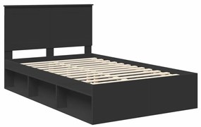 vidaXL Ágykeret fejtámlával Fekete 120 x 200 cm Tömör fenyőfa