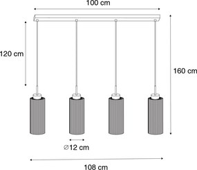 Okos függőlámpa fekete füstüveggel, 4 izzóval, 4 Wifi ST64-gyel - Laura
