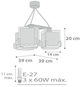 Dalber D-63534 - Gyerek csillár TRAIN 3xE27/60W/230V
