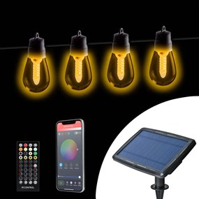 Dimmelhető LED napelemes fényfüzér 25xLED/1,5W/3,7/5V 2200 mAh 15 m IP65 fekete + távirányító
