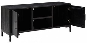 fekete tömör fenyőfa TV-szekrény 110x35x48 cm
