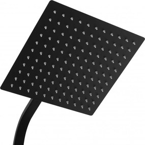 Erga Goba, zuhanygarnitúra termosztát elemmel és esőfejjel 25x25cm, fekete matt, ERG-YKA-BP.GOBA-THERM-25-BLK