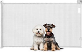 PawHut Összecsukható Kutyaajtó 0-144 cm Kisebb Kutyák Számára, Kiterjeszthető Háziállat Biztonsági Bár, Zárral Lépcsőkhöz, Ajtókhoz, Folyosókhoz Fehér