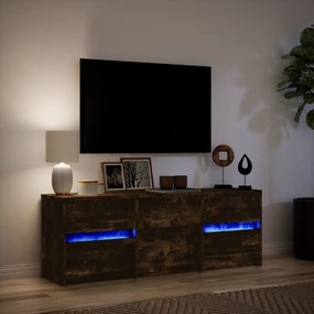 füstös tölgy színű szerelt fa LED-es TV-szekrény 140x34x50 cm