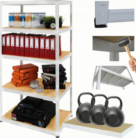 Műhelypolc fém állvány Helios 196x120x45cm 5Px350kg Lengyel