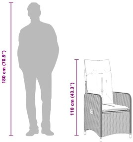 vidaXL 7 részes bézs polyrattan kerti bisztrógarnitúra párnákkal