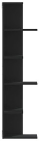 fekete szerelt fa fali sarokpolc 36,5 x 36,5 x 140 cm