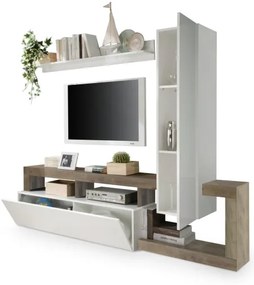 LENOR nappali szekrénysor, fehér/barna