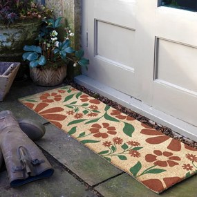 Kókuszrost lábtörlő 40x120 cm Red &amp; Green Floral – Artsy Doormats