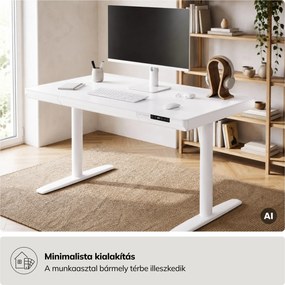 Elektromos ülő-álló íróasztal fiókkal és Qi vezeték nélküli töltővel fehér, 1200 mm: ELLIS