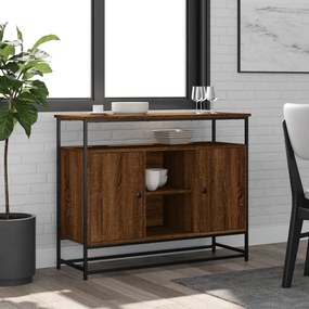 barna tölgy színű szerelt fa tálalószekrény 100 x 35 x 80 cm