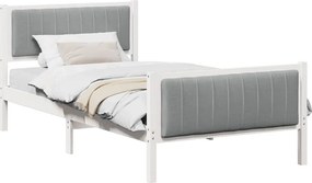 vidaXL Ágykeret Fehér és világosszürke 100 x 200 cm Tömör fenyőfa