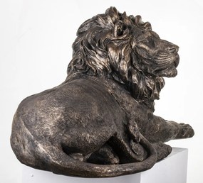 Tropical design fekvő bronz barna oroszlán dekorációs szobor 40x80x35cm