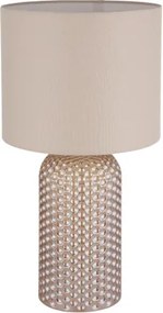Globo 21735CH Asztali lámpa, üveg pezsgő színű, textil pezsgő színű, kábel PVC fehér, billenőkapcsoló a kábelen, ø: 265mm, M: 500mm, kábel hossza 1300mm, 1x E27 60W 230V izzó nélkül
