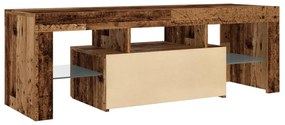 antik fa színű szerelt fa TV-szekrény LED-ekkel 120x36,5x40 cm