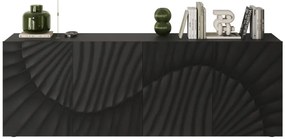 SNAKE négyajtós komód, antracitszürke laminált testtel és antracitszürke, díszített mintázatú előlapokkal