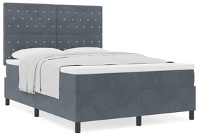 Boxspring Ágy Matraccal Sötétszürke 160x200 cm Bársony