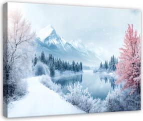 Vászonkép Hegyek Tájkép Téli Természet Hálószoba Nappali Vászon 120x80