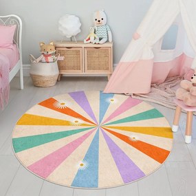Mosható gyerek szőnyeg ø150 cm Rainbow Daisy – Mila Home