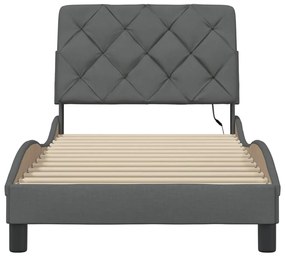 sötétszürke szövet ágykeret LED-es matrac nélkül 80x200 cm