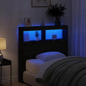 fekete tölgy színű áthidalószekrény LED-ekkel 100 x 17 x 102 cm