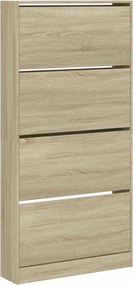 vidaXL sonoma tölgy cipőszekrény 4 kihajtható fiókkal 80x21x163,5 cm