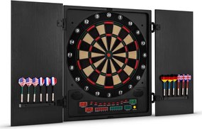 KLARFIT Dartchamp, fekete, elektronikus darts tábla dartsokkal és ajtóval