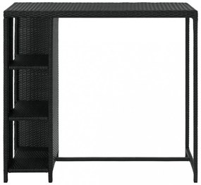 fekete polyrattan bárasztal tárolópolccal 120 x 60 x 110 cm