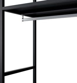Irodai polc nyitott ruhaakasztó rúddal, recepcióra és váróterembe, fém, fekete, 800x2200x400 mm: ARIEL