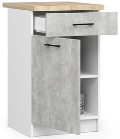 Alsó konyhaszekrény Ozara S50 SZ2 (fehér + beton). Akció -13%. 1071094