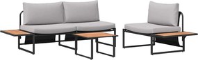 vidaXL Kert étkező szett 3 pcs Világosszürke Acél
