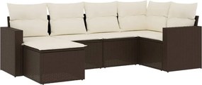 vidaXL 6 részes barna polyrattan kerti ülőgarnitúra párnával