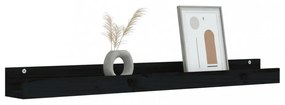 2 db fekete tömör fenyőfa fali polc 110 x 12 x 9 cm