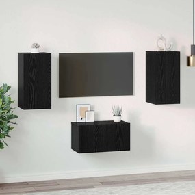 TV szekrény garnitúra 3 pcs Musta tammi 60 x 30 x 30 cm Faanyag
