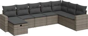 vidaXL 8 részes szürke polyrattan kerti ülőgarnitúra párnákkal
