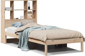 vidaXL tömör fenyőfa könyvespolcos ágy matrac nélkül 90 x 200 cm